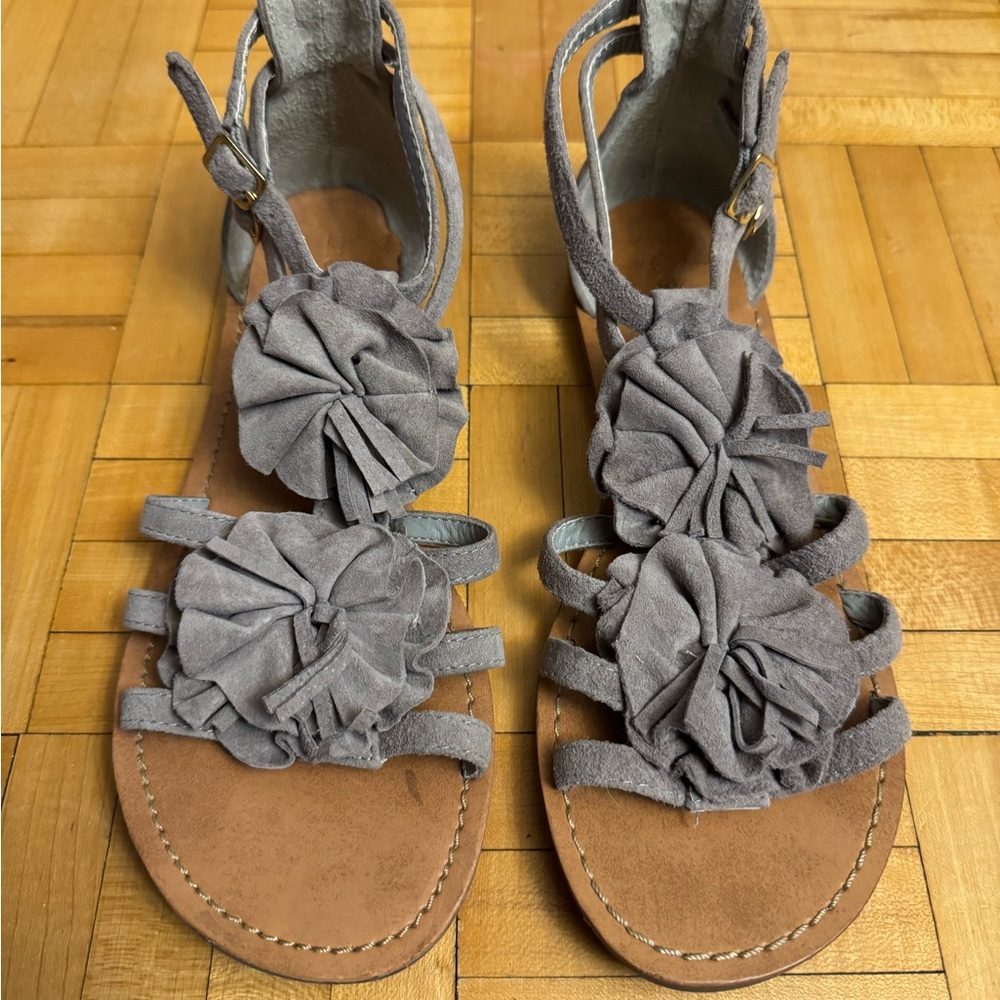 Gray Floral Sandals